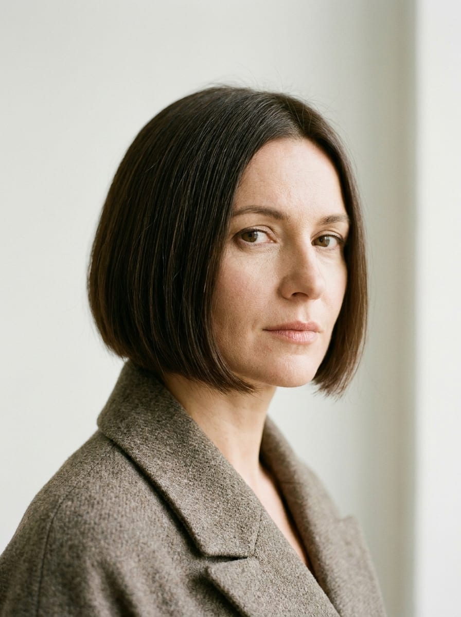 Präziser Ear-Length Bob - Kurzhaarfrisur für glatte Haare